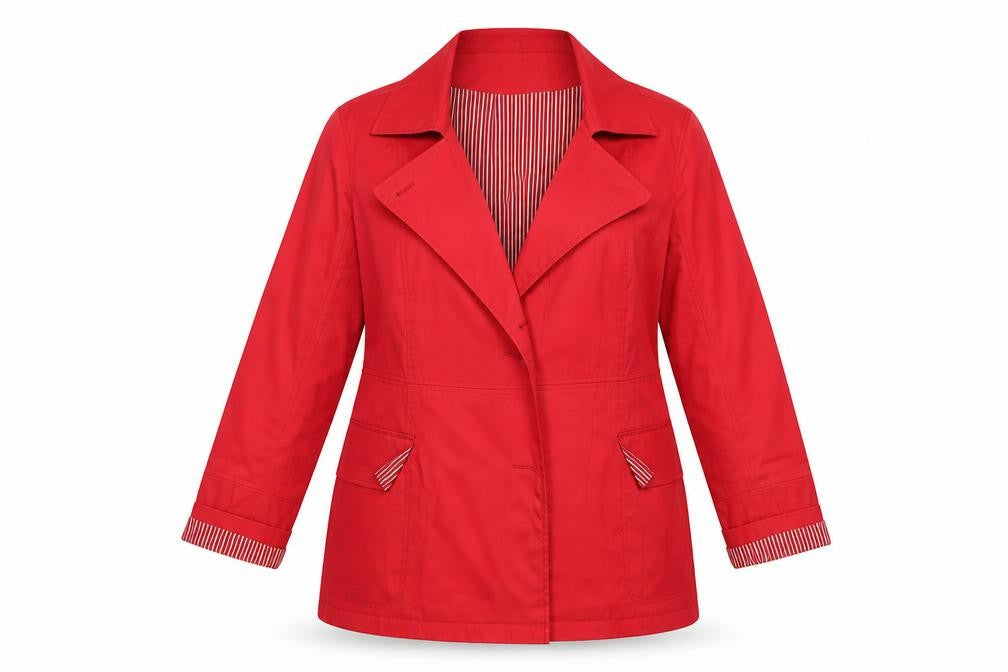Front view of George women’s red jacket coat, size UK 14