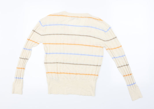 Marks and Spencer Womens Beige Striped Knit Pullover Jumper Size S