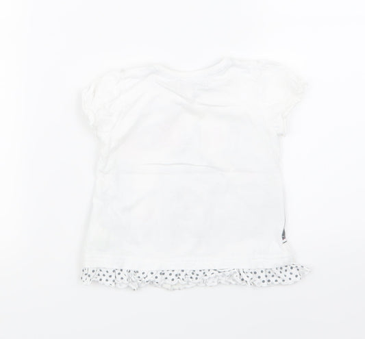 Disney Girls White   Basic T-Shirt Size 12-18 Months