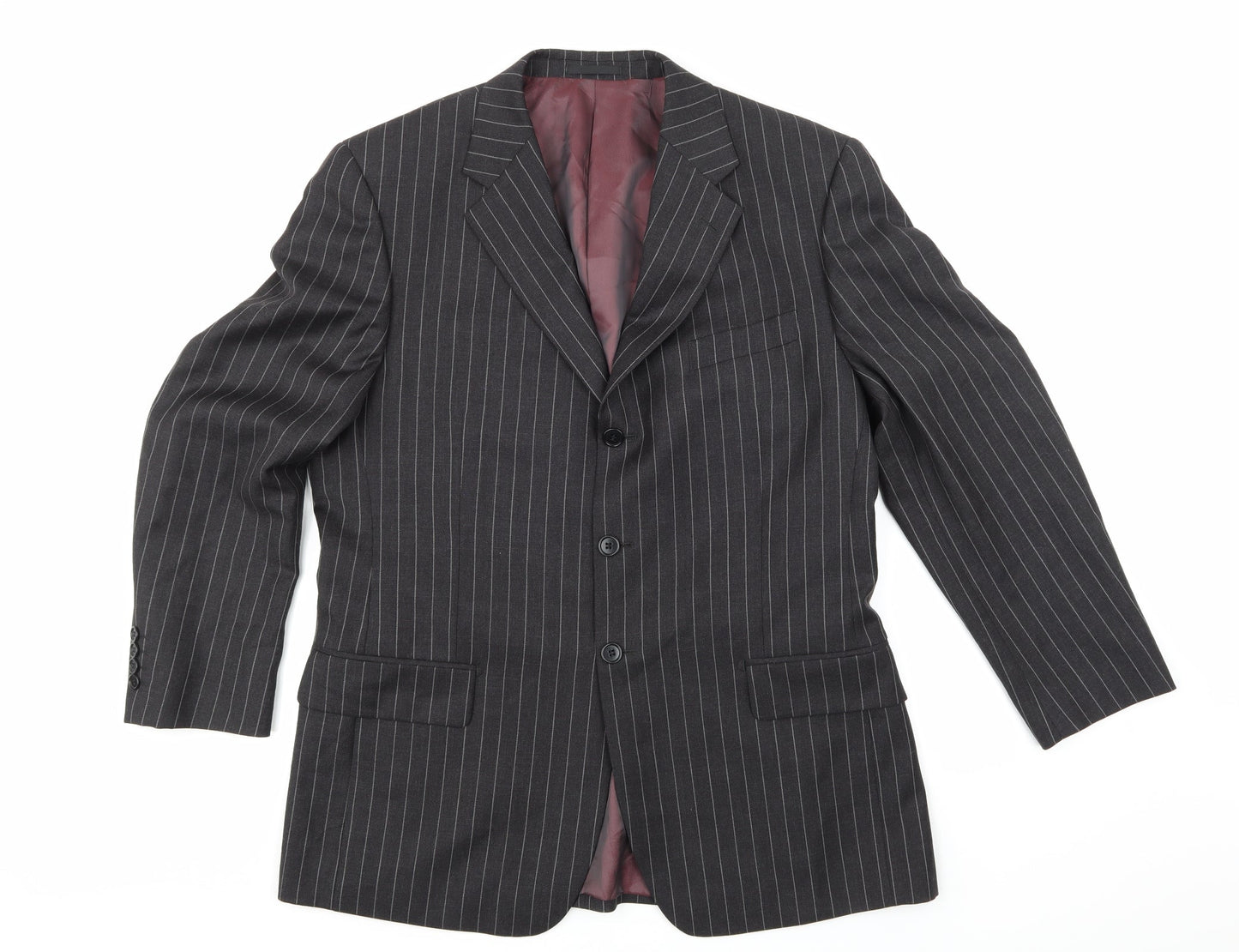 Deha Villand Mens Grey Striped  Jacket Suit Jacket Size 42