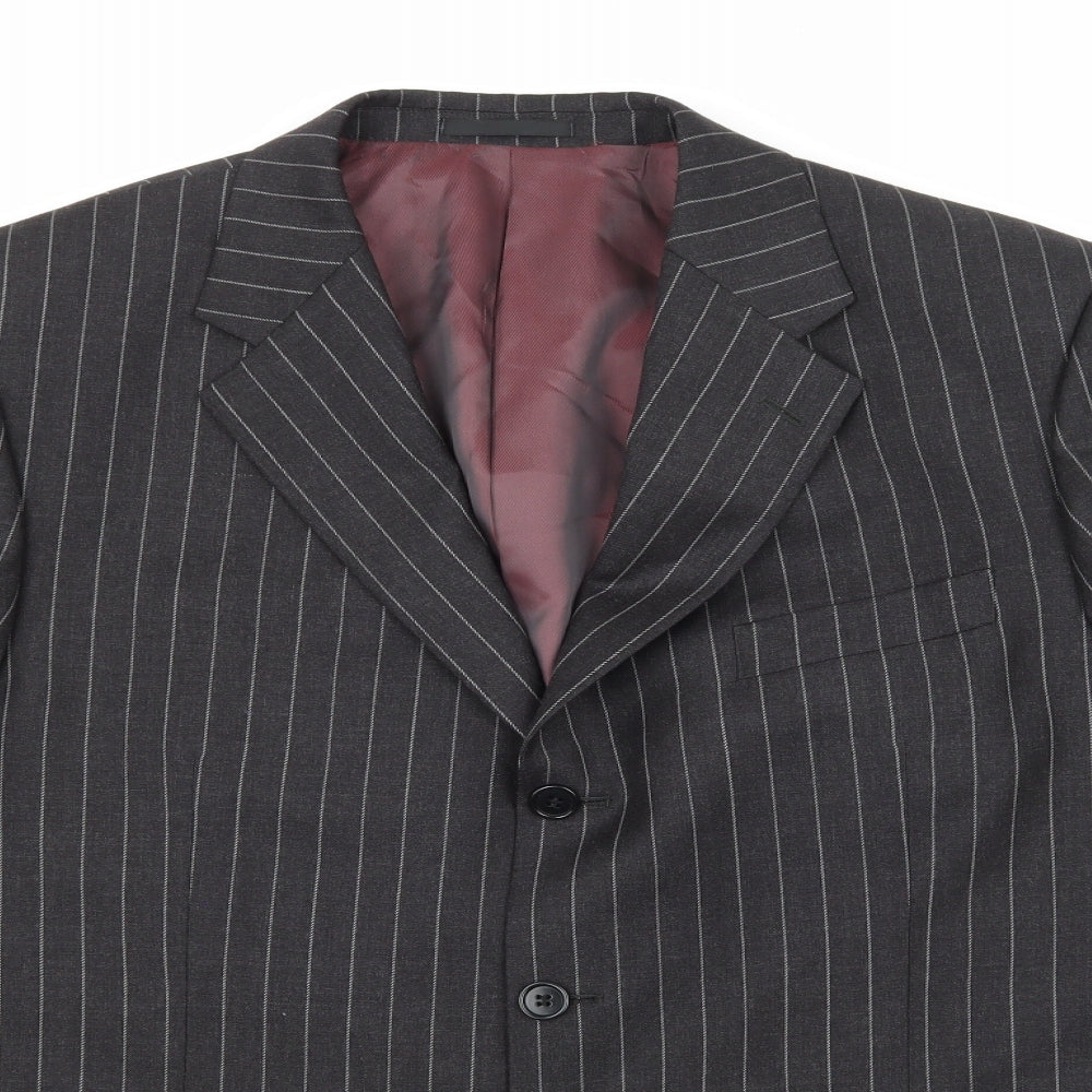 Deha Villand Mens Grey Striped  Jacket Suit Jacket Size 42