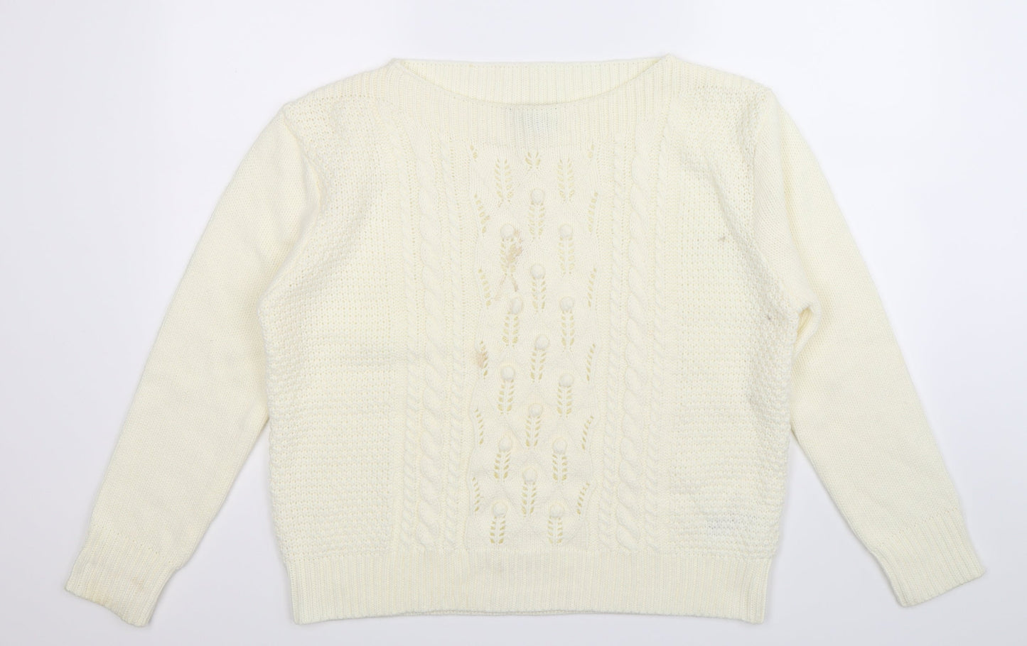 Peacocks Womens White  Knit Pullover Jumper Size 18