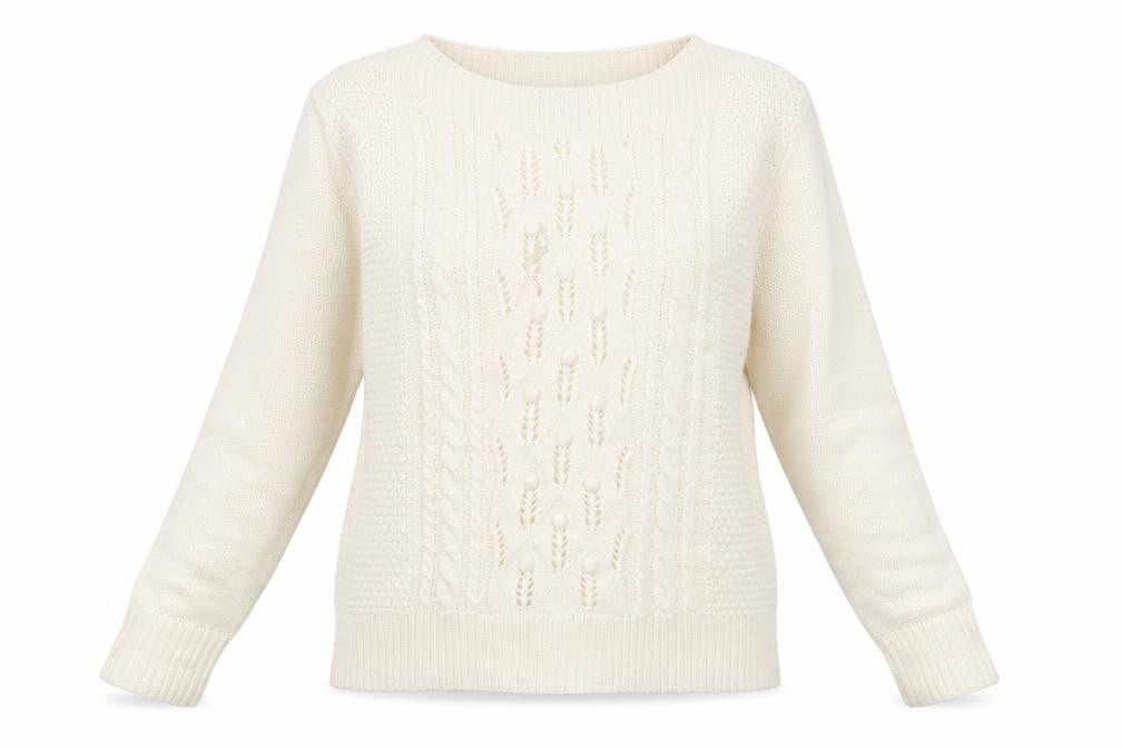 Front view of Peacocks women’s white knit jumper, size UK 18