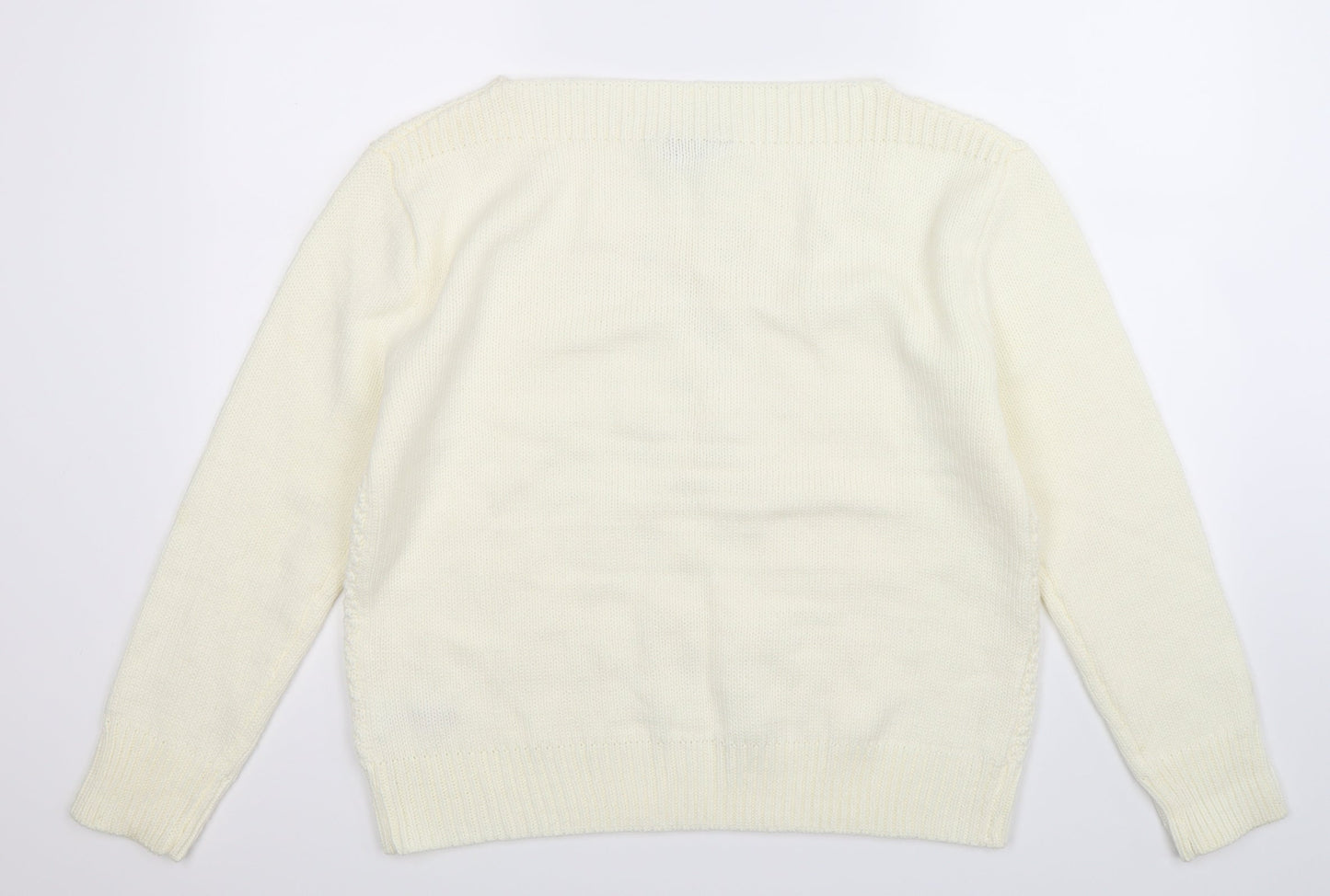 Peacocks Womens White  Knit Pullover Jumper Size 18
