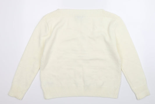 Peacocks Womens White  Knit Pullover Jumper Size 18