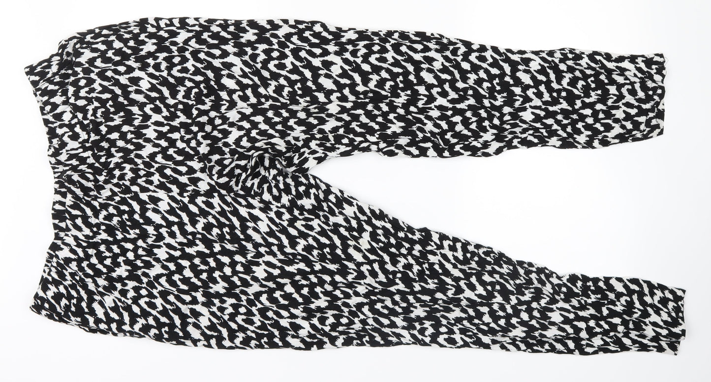 H&M Womens Black Animal Print  Sweatpants Trousers Size 14 L26 in