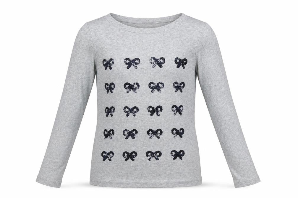 Front view of Gap Kids girls’ grey houndstooth basic t-shirt, size 10, years