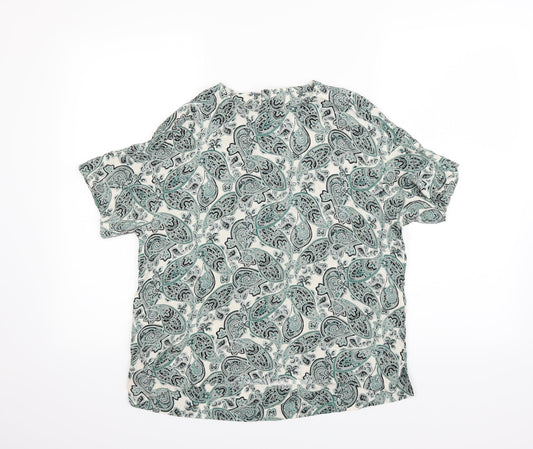 H&M Womens Green Paisley  Basic T-Shirt Size 6