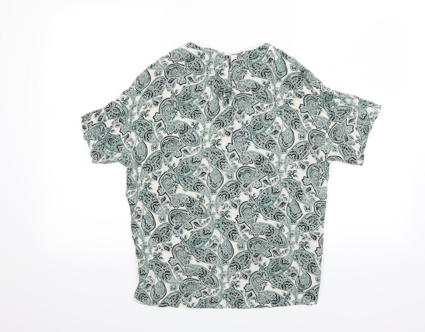 H&M Womens Green Paisley  Basic T-Shirt Size 6