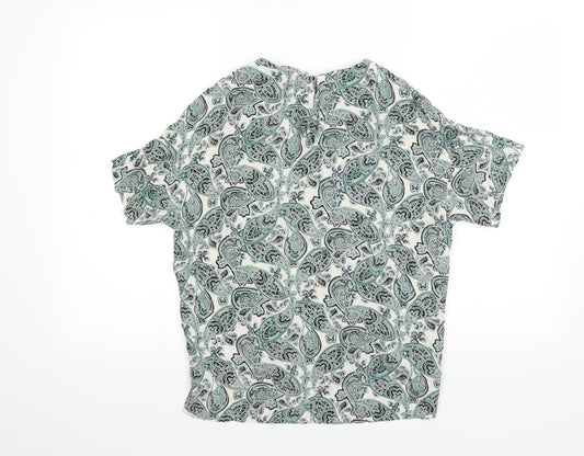 H&M Womens Green Paisley  Basic T-Shirt Size 6
