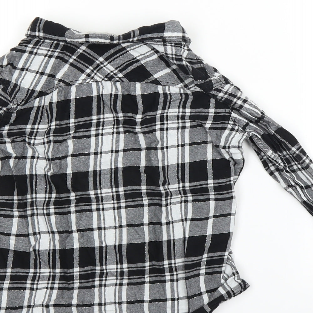 H&M Womens Black Check  Basic Button-Up Size S  - 9-10 YEARS