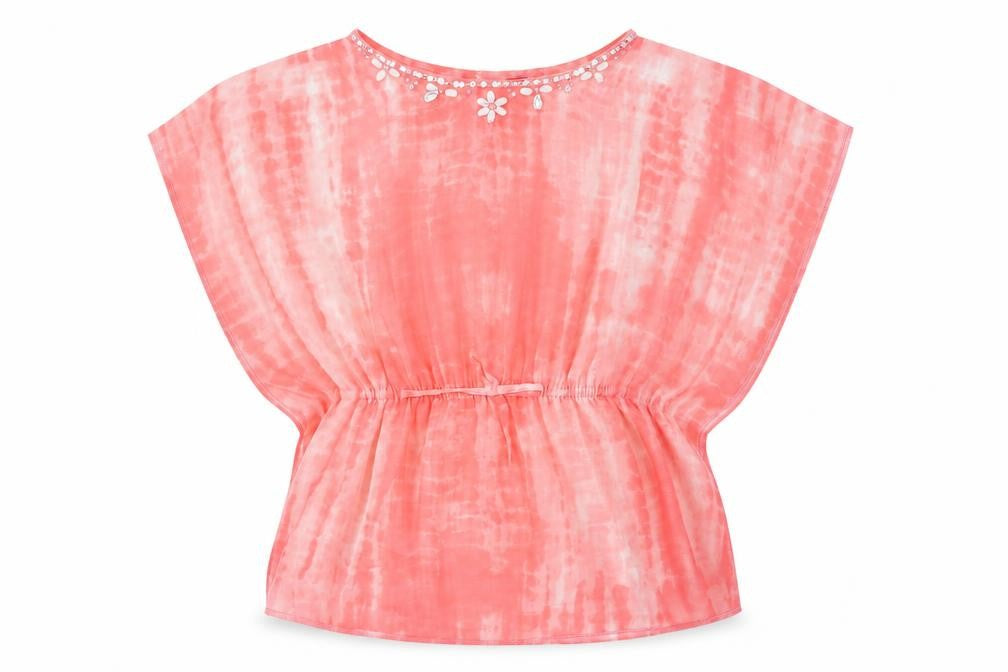 Front view of VD One girls’ pink basic t-shirt, size 7-8, years
