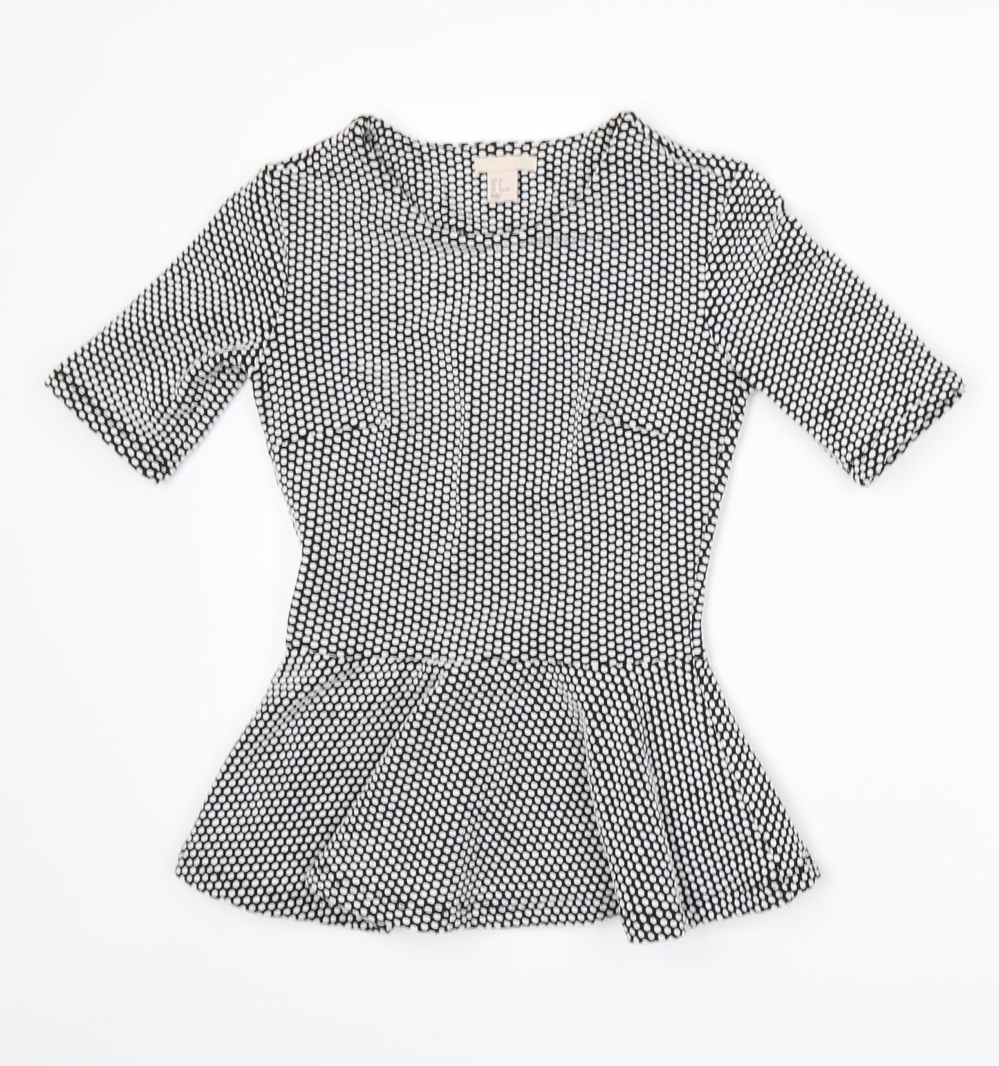 H&M Womens Black Polka Dot  Basic T-Shirt Size 6