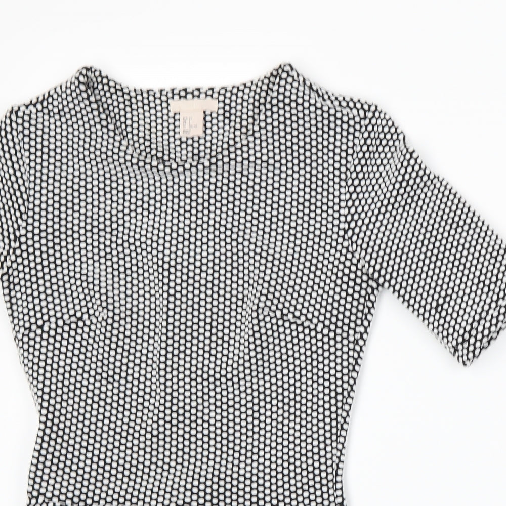 H&M Womens Black Polka Dot  Basic T-Shirt Size 6