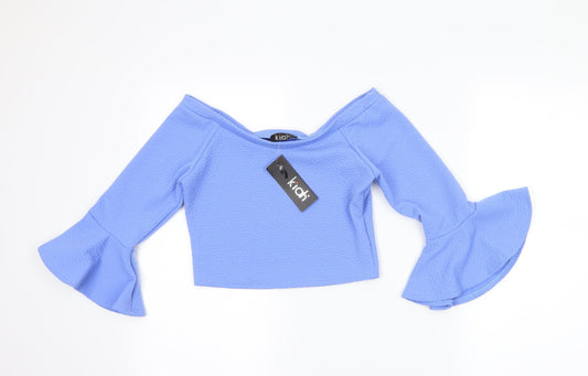 Kiah Womens Blue   Cropped T-Shirt Size 14