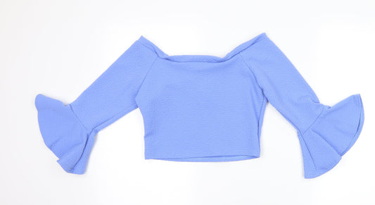 Kiah Womens Blue   Cropped T-Shirt Size 14