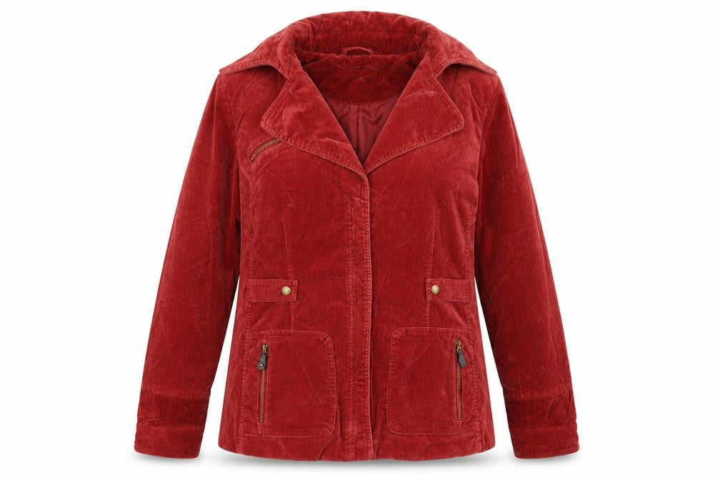 Front view of Casual Comfort women’s pink jacket coat, size UK 14