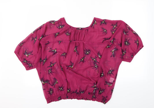 intuition Womens Pink Animal Print  Basic Blouse Size 18