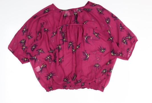 intuition Womens Pink Animal Print  Basic Blouse Size 18