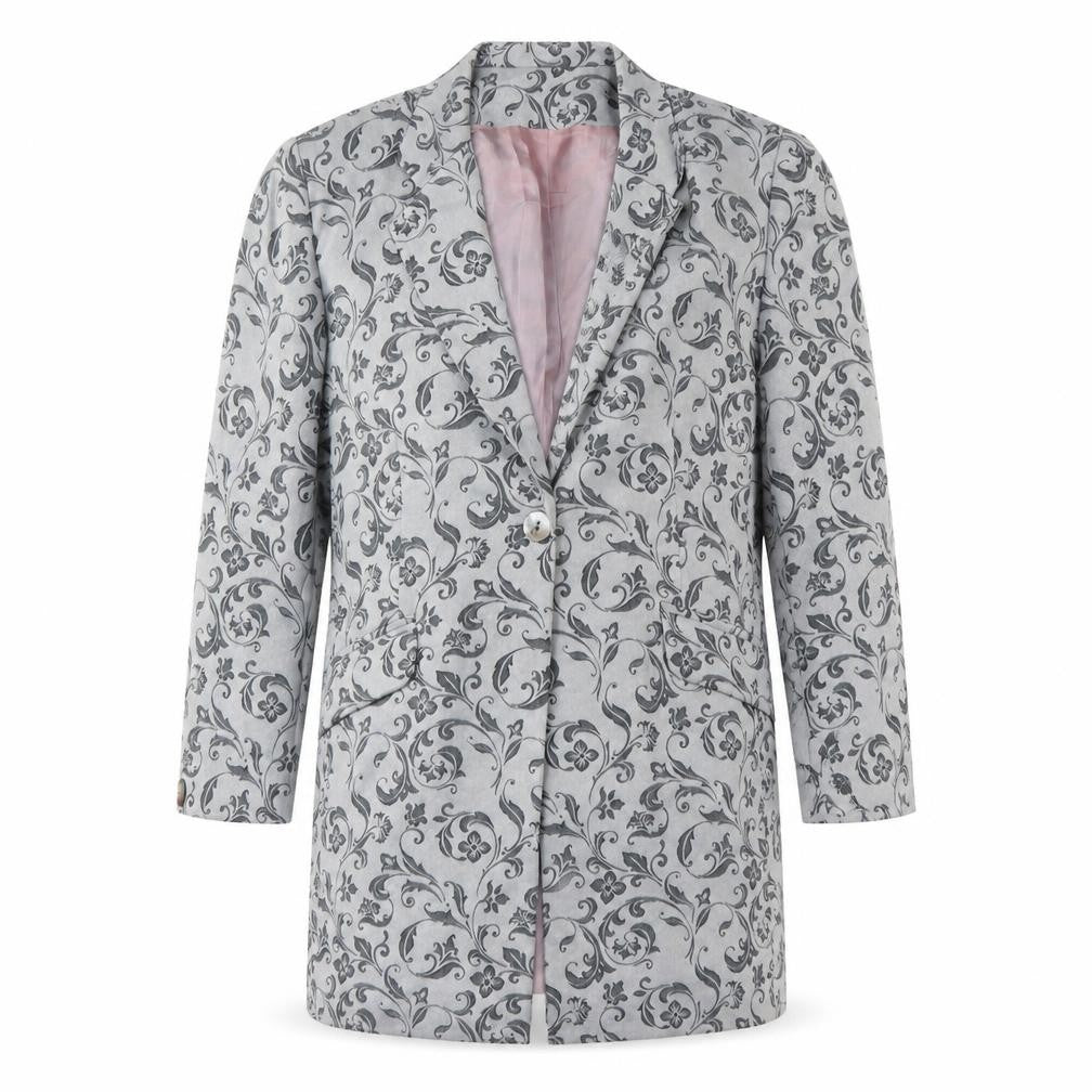 Front view of Debenhams men’s grey fair isle jacket blazer, size 40