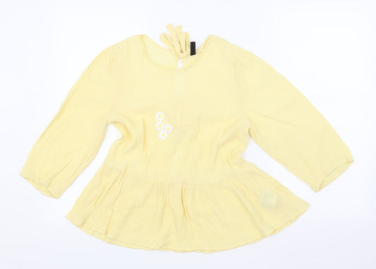H&M Womens Yellow   Basic Blouse Size 10