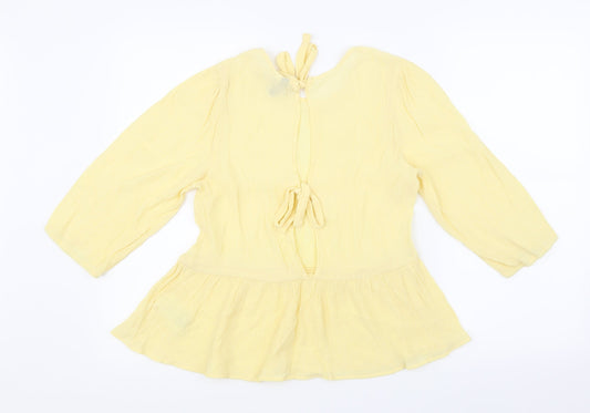 H&M Womens Yellow   Basic Blouse Size 10