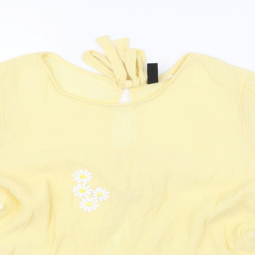 H&M Womens Yellow   Basic Blouse Size 10