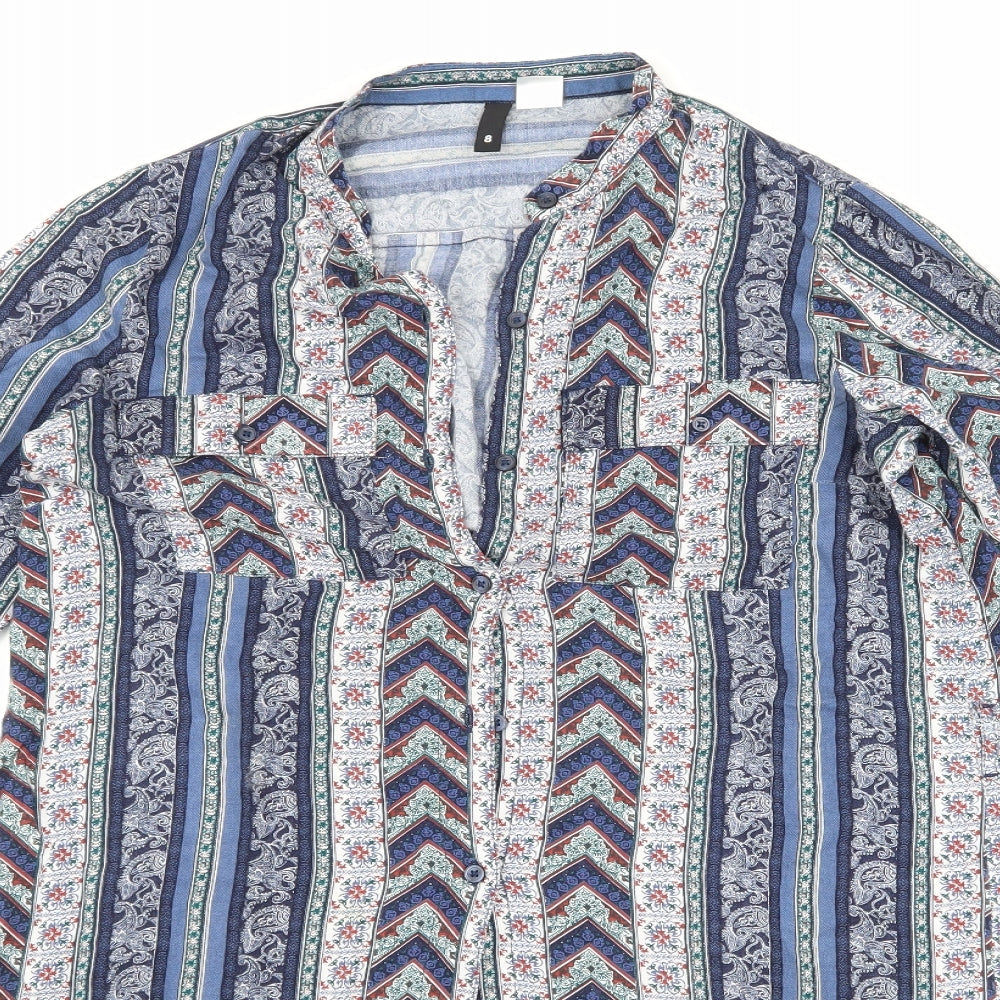 H&M Womens Blue Striped  Shirt Dress  Size 8