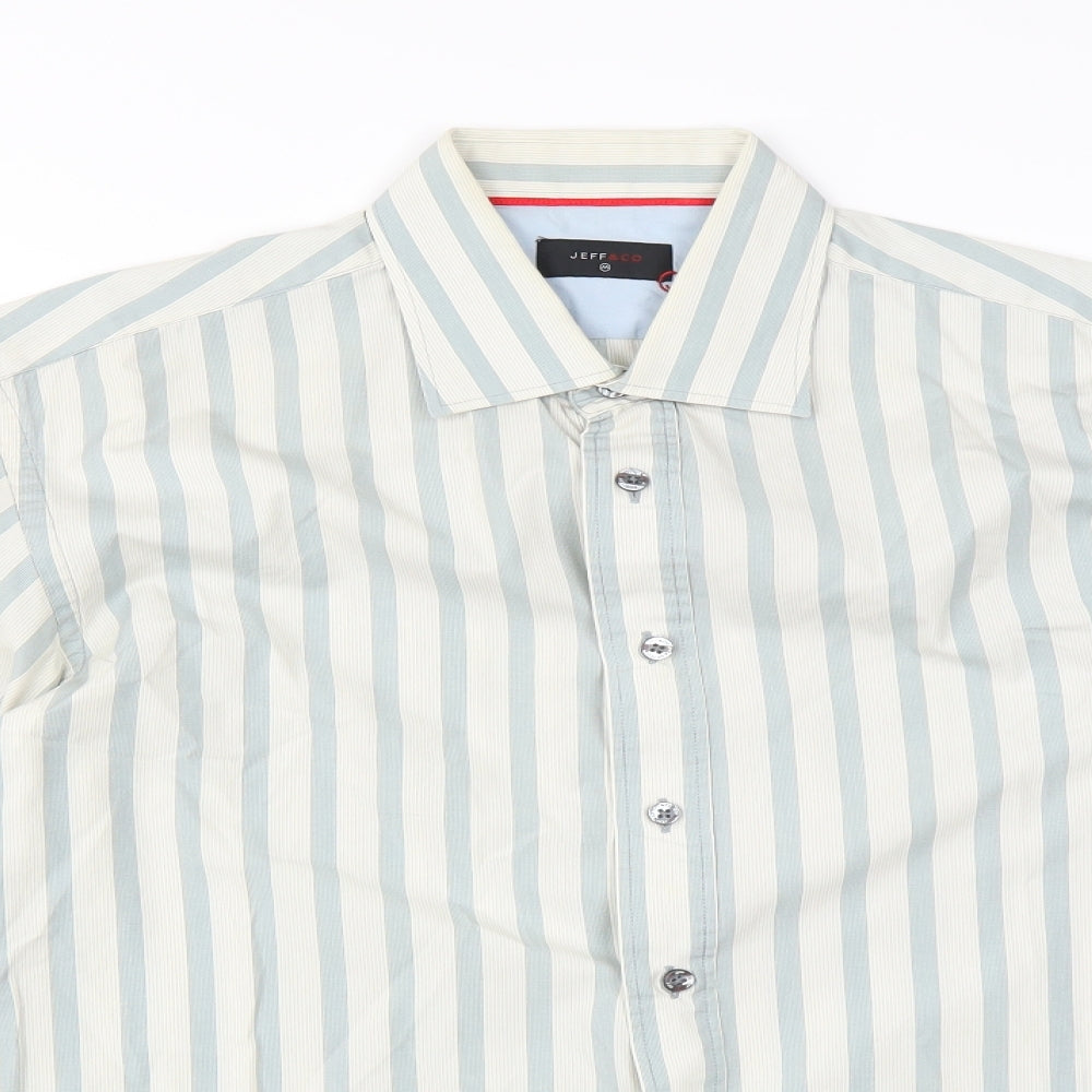 Jeff & Co Mens Green Striped   Button-Up Size M