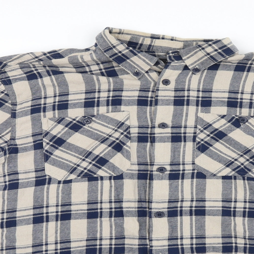 D/STRUCT Mens Blue Check   Button-Up Size XL
