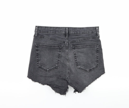 Topshop Womens Grey  Denim Hot Pants Shorts Size 30 in - Distressed