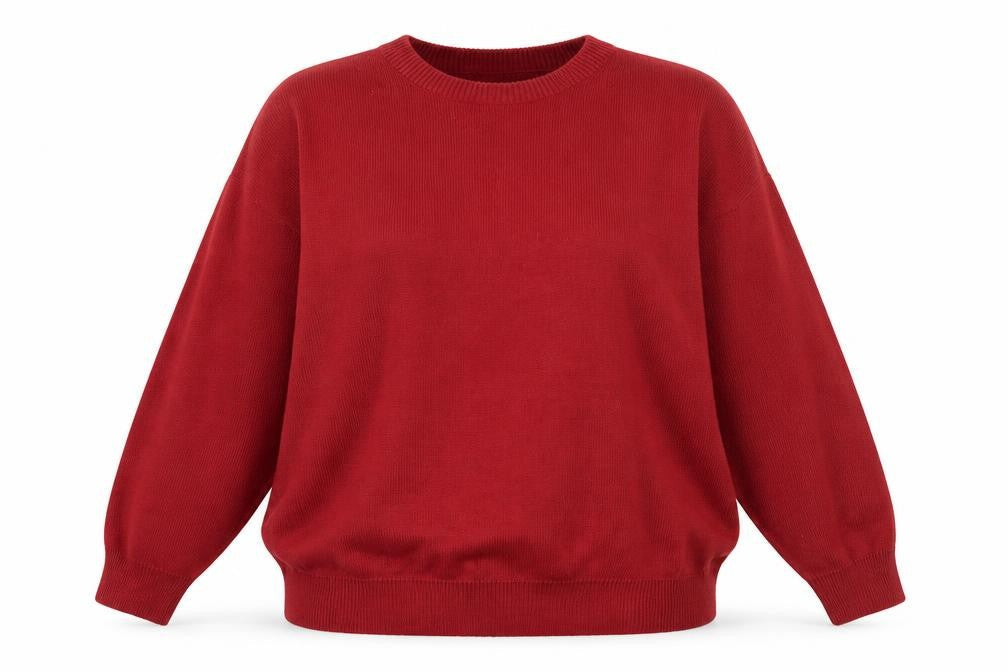 Front view of Classics women’s red knit jumper, size XL