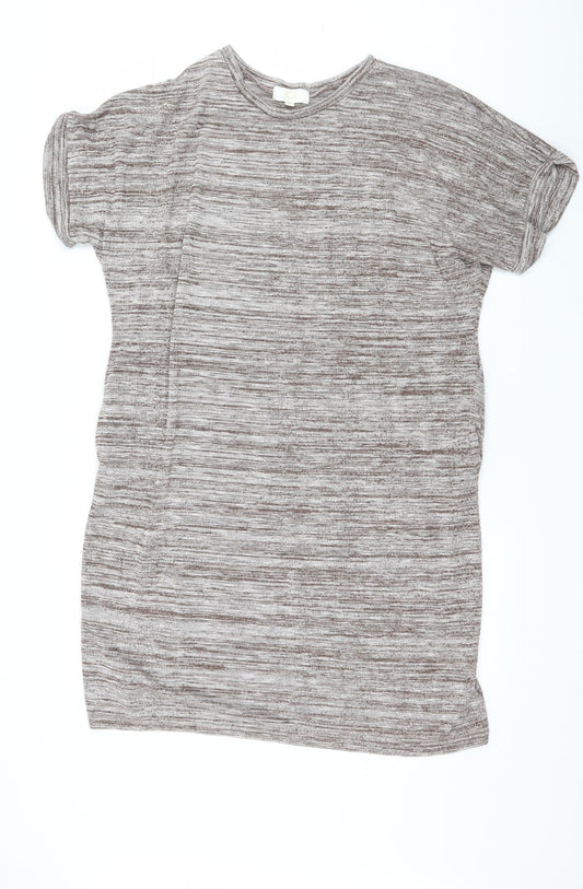 JCL Womens Brown Striped Jersey Basic T-Shirt Size M