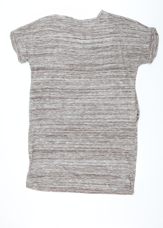 JCL Womens Brown Striped Jersey Basic T-Shirt Size M