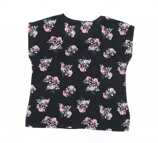 Select Womens Black Floral  Basic Blouse Size 12