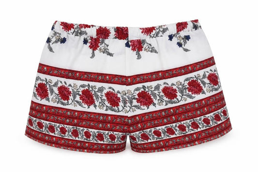 Front view of Love & Other things women’s white floral hot pants shorts, size L