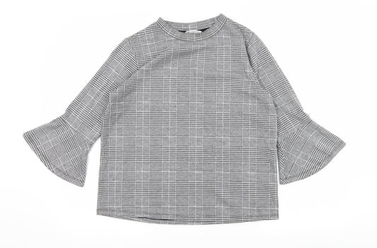 H&M Womens Grey Check Jersey Pullover Sweatshirt Size M