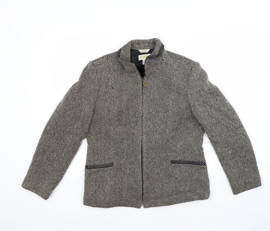 Talbots Womens Grey Houndstooth  Jacket Coat Size 12