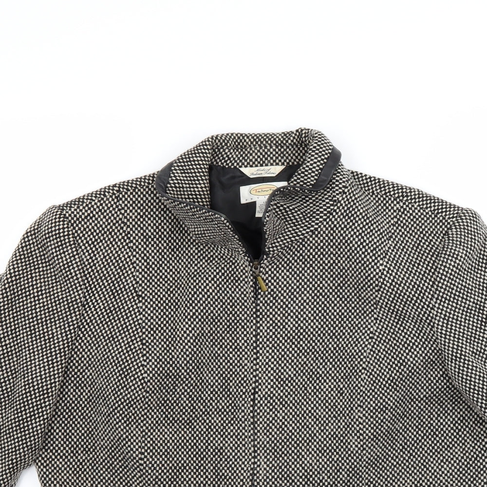 Talbots Womens Grey Houndstooth  Jacket Coat Size 12