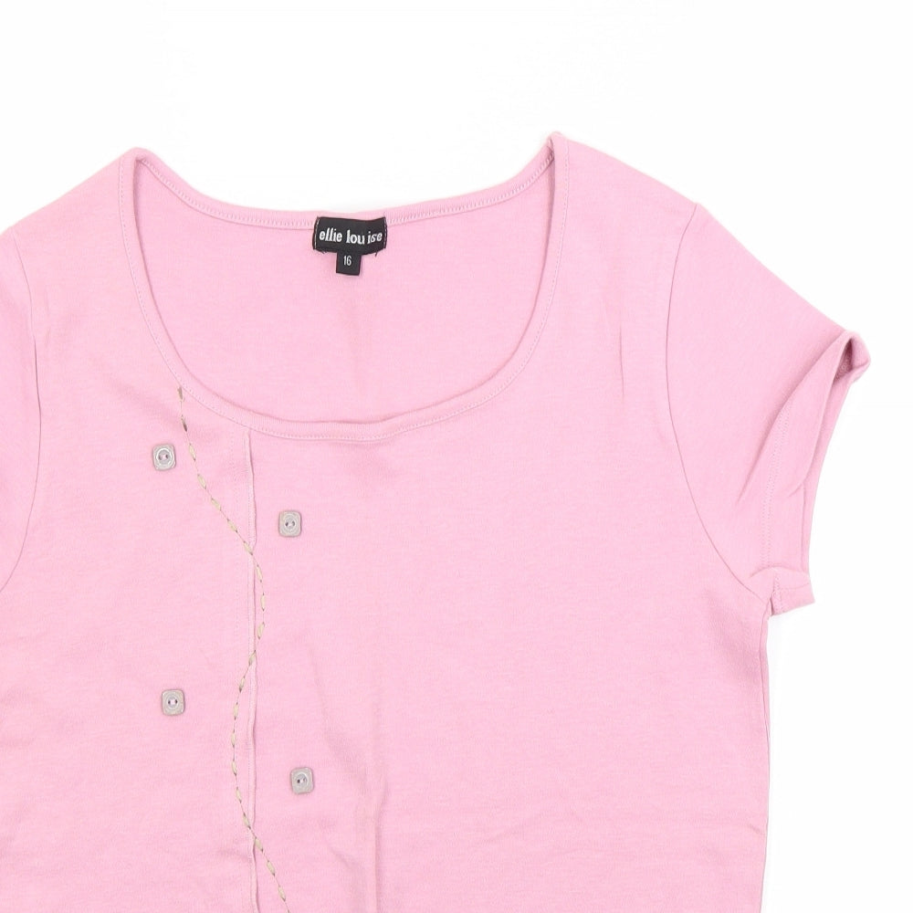 Ellie Louise Womens Pink   Basic T-Shirt Size 16