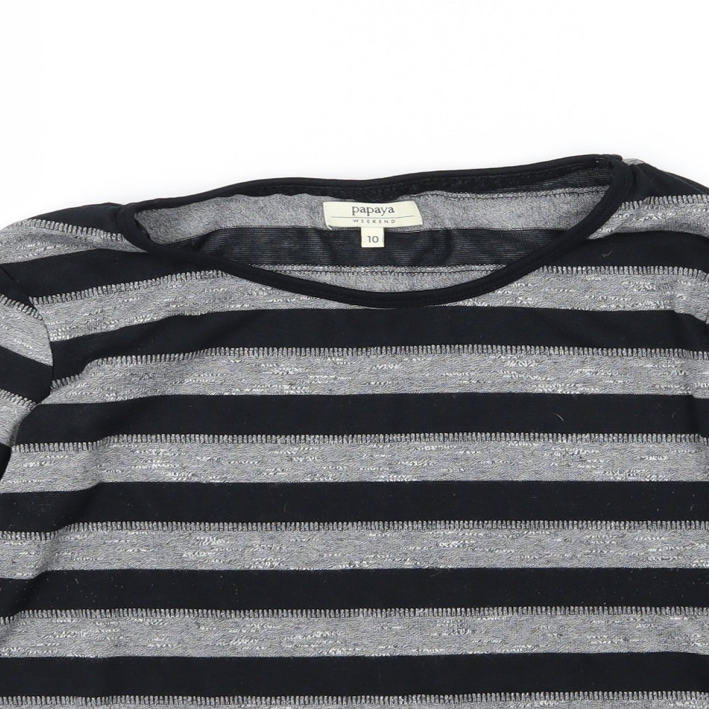 Papata Womens Grey Striped Knit Pullover Jumper Size 10
