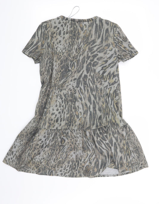 Zara Womens Grey Animal Print  Jumper Dress  Size S
