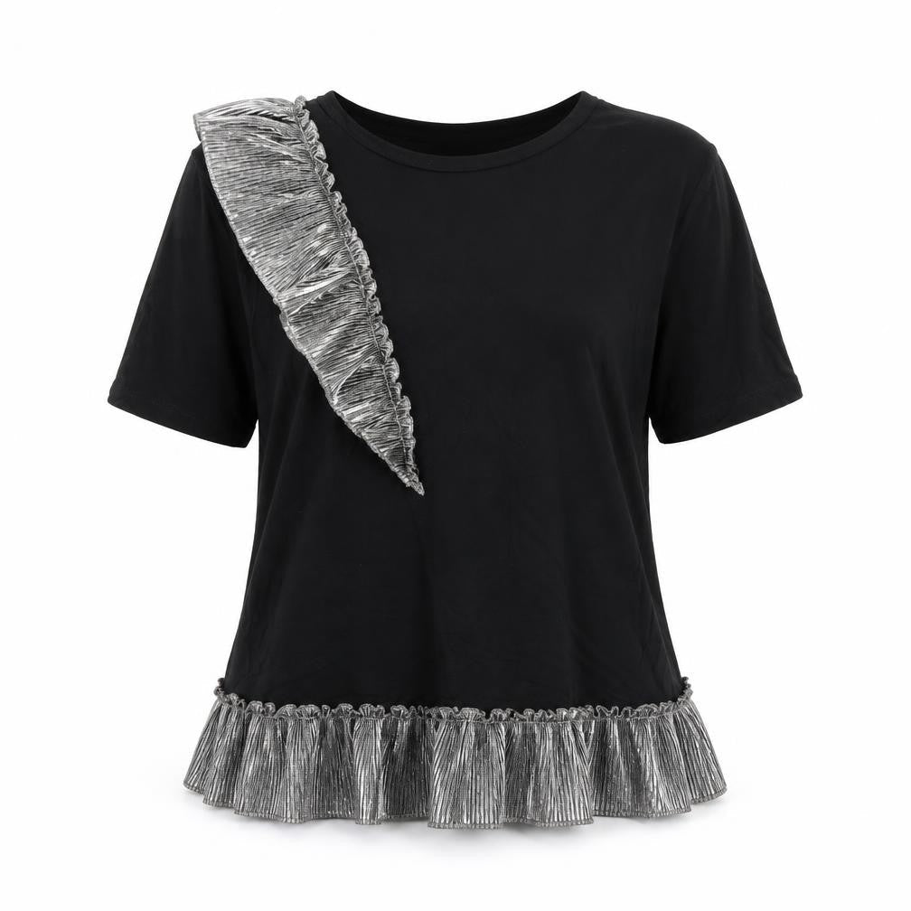 Front view of River Island women’s black basic t-shirt, size UK 10