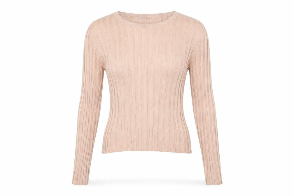 Front view of Bershka women’s pink knit jumper, size L