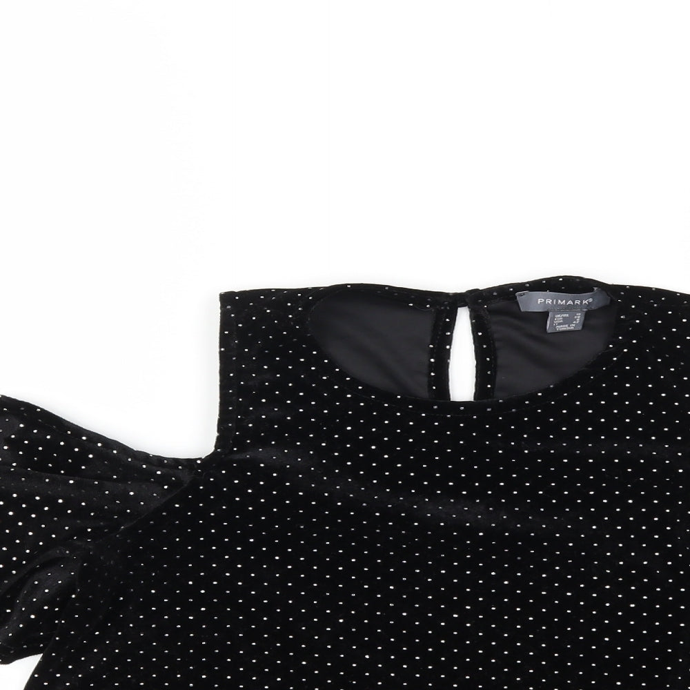 Atmosphere Womens Black Polka Dot  Basic Blouse Size 10