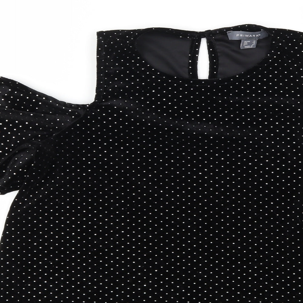 Atmosphere Womens Black Polka Dot  Basic Blouse Size 10