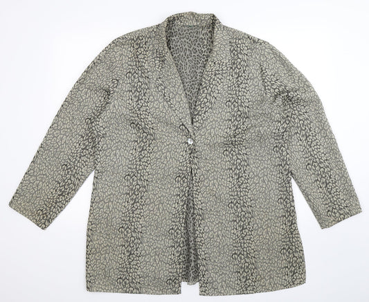 Preworn Womens Multicoloured Animal Print  Basic Button-Up Size 20