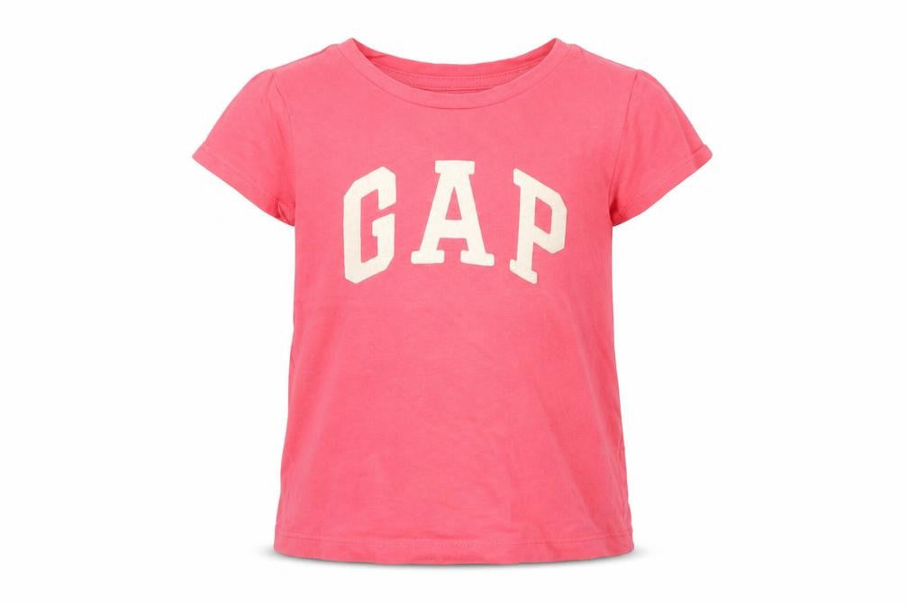 Front view of Gap girls’ pink basic t-shirt, size 2, years