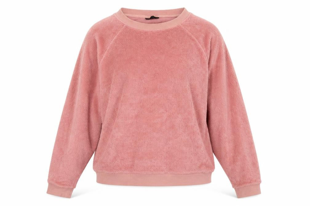 Front view of Topshop women’s pink jumper, size UK 12