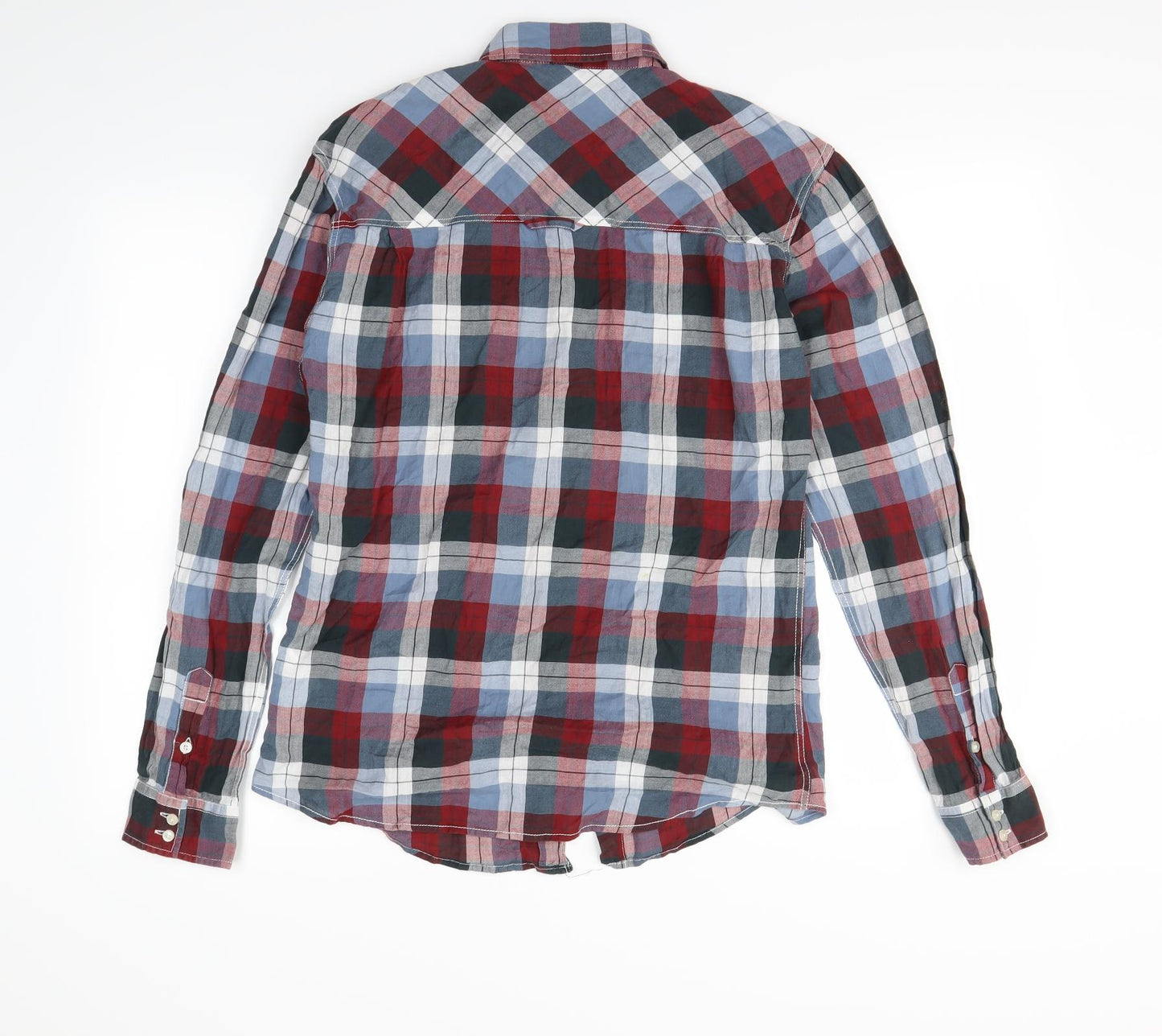 Crafted Mens Red Plaid   Button-Up Size M